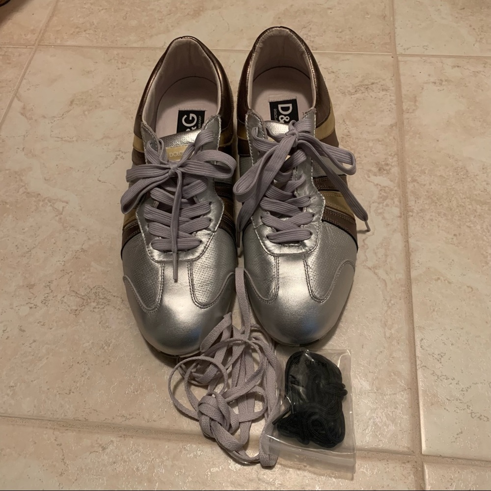Dolge &Gabbana Gold And Silver Sneakers Size:10.5.